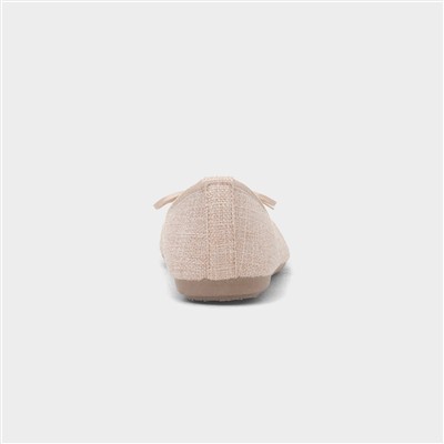 Womens Beige Bow Ballerina Slip On Shoe
