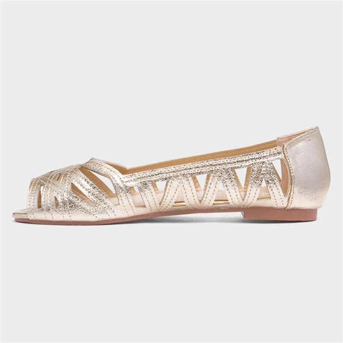 Renee Womens Gold Open Wide Fit Ballerina