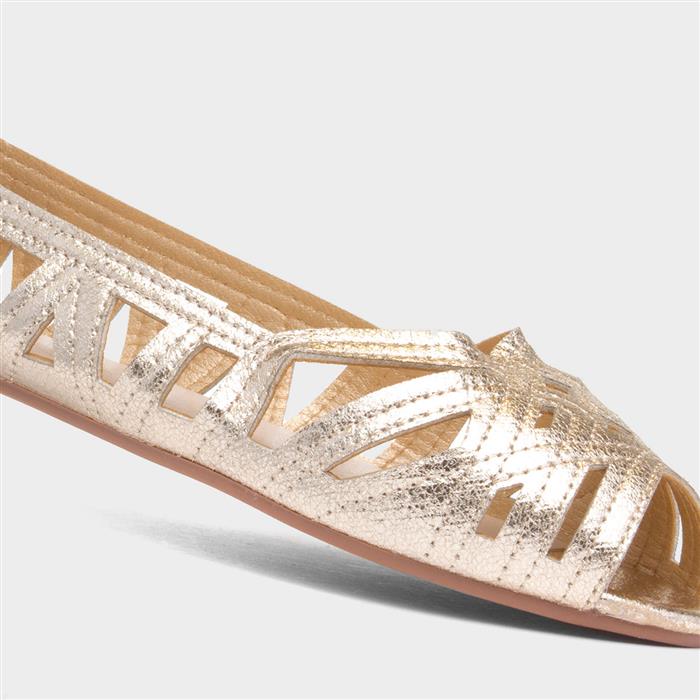 Renee Womens Gold Open Wide Fit Ballerina