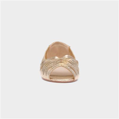Renee Womens Gold Open Toe Ballerina