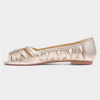Renee Womens Gold Open Toe Ballerina