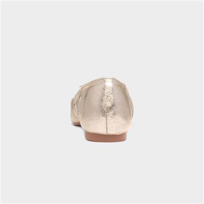 Renee Womens Gold Open Wide Fit Ballerina