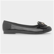 Lilley Womens Black Patent Slip On Bow Ballerina (Click For Details)