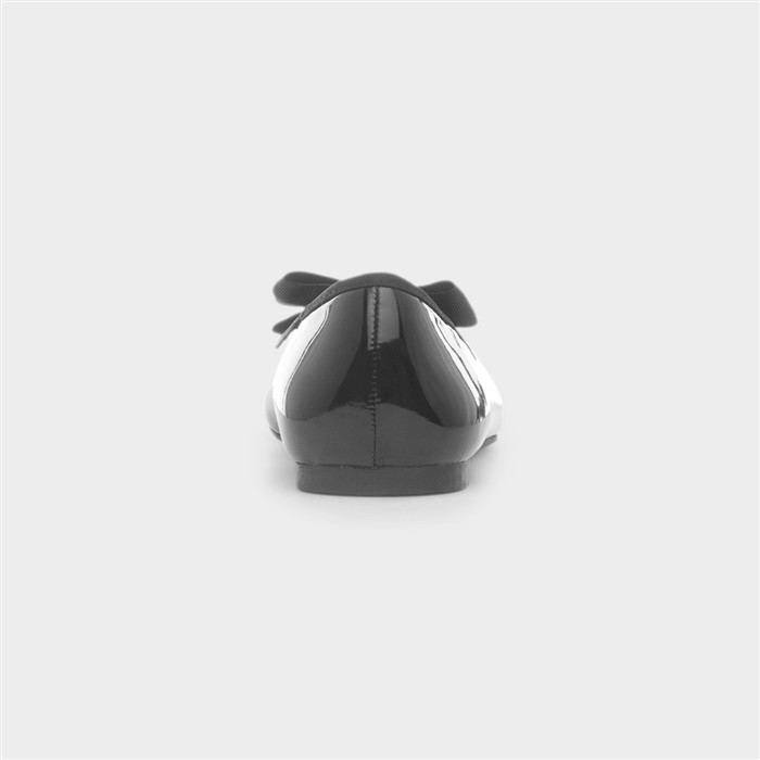 Womens Black Patent Slip On Bow Ballerina