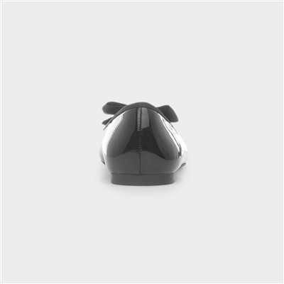 Womens Black Patent Slip On Bow Ballerina