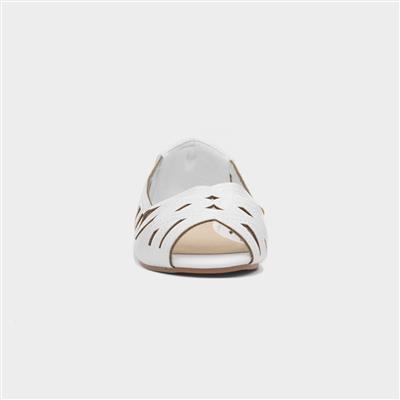Renee Womens White Open Toe Ballerina Shoe