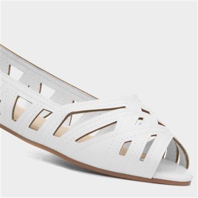 Renee Womens White Open Toe Ballerina