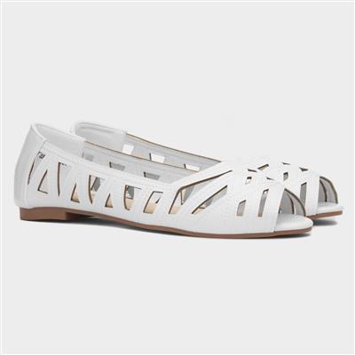 Renee Womens White Open Toe Ballerina Shoe