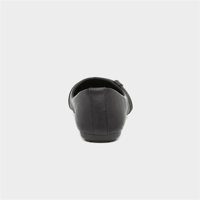Womens Black Pleated Top Slip On Ballerina