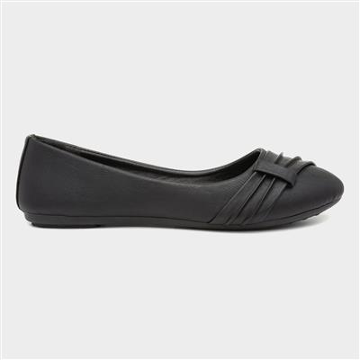 Gina Womens Black Front Pleated Ballerina