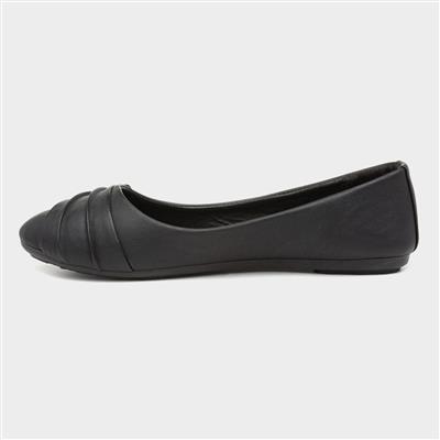 Womens Black Front Pleated Ballerina