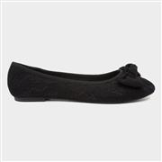 Lilley Womens Black Lacey Large Bow Ballerina (Click For Details)