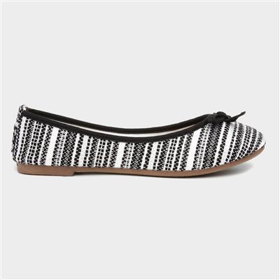 Womens Black & White Stripe Ballerina