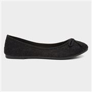 Lilley Womens Black Lace Slip On Ballerina Shoe (Click For Details)