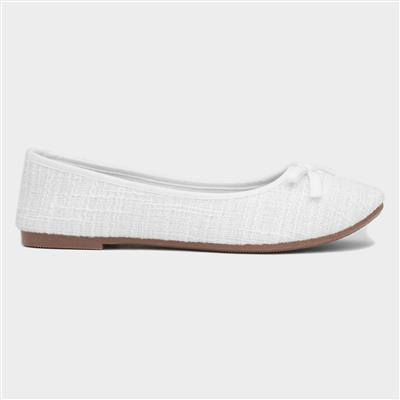 Grace Womens White Bow Ballerina Shoe