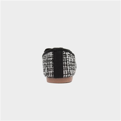 Womens Black & White Bow Ballerina Shoe