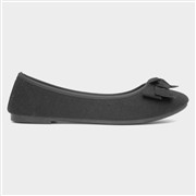 Lilley Womens Black Bow Slip On Ballerina Shoe (Click For Details)