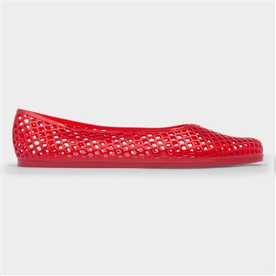Womens Red Jelly Cut Out Ballerina Shoe