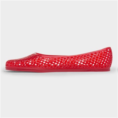 Womens Red Jelly Cut Out Ballerina Shoe