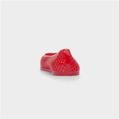 Womens Red Jelly Cut Out Ballerina Shoe
