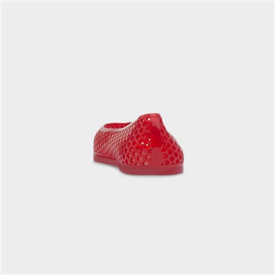 Womens Red Jelly Cut Out Ballerina Shoe