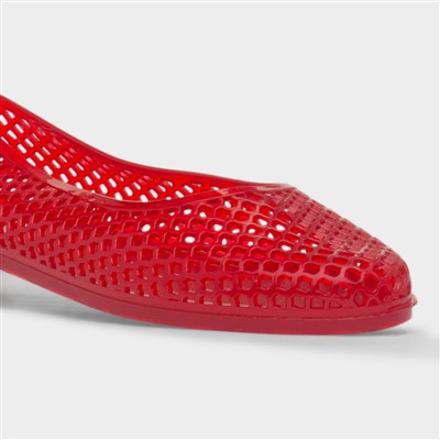 Womens Red Jelly Cut Out Ballerina Shoe