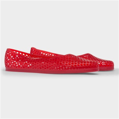 Womens Red Jelly Cut Out Ballerina Shoe