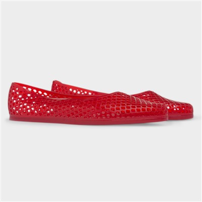 Womens Red Jelly Cut Out Ballerina Shoe