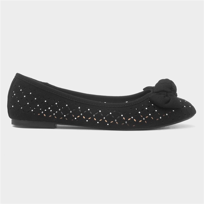 Womens Black Cut Out Detail Ballerina Shoe