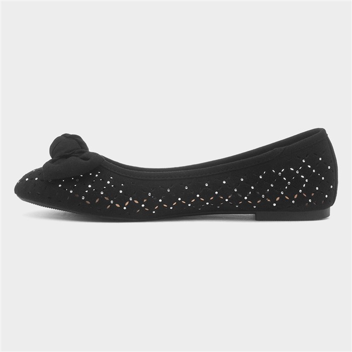 Womens Black Cut Out Detail Ballerina Shoe