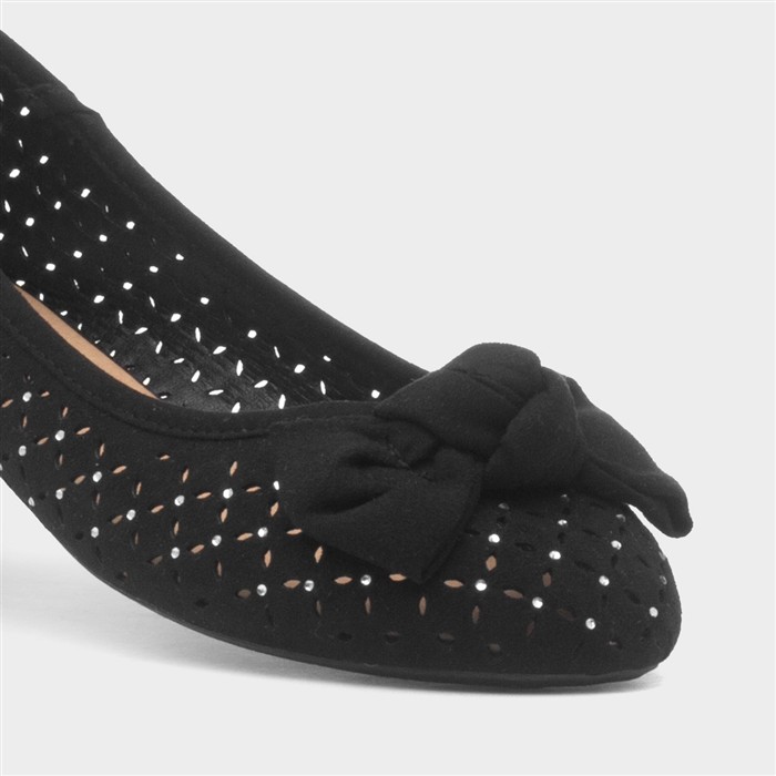 Womens Black Cut Out Detail Ballerina Shoe