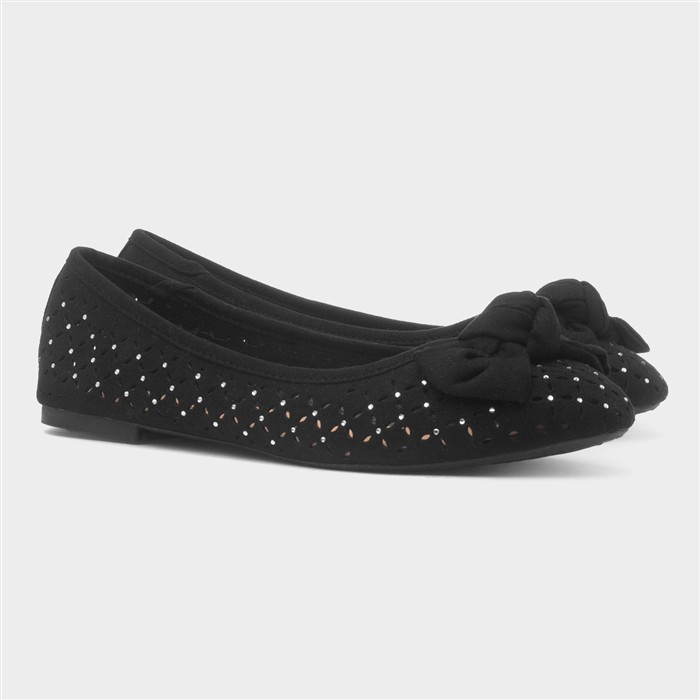 Womens Black Cut Out Detail Ballerina Shoe