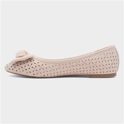 Womens Beige Cut Out Detail Ballerina Shoe
