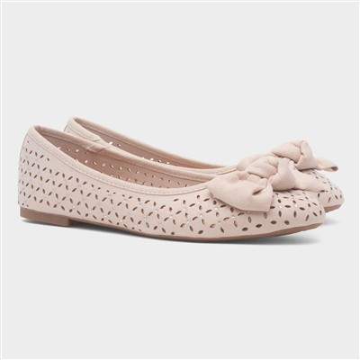 Womens Beige Cut Out Detail Ballerina