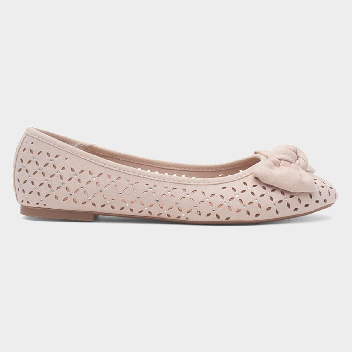Womens Beige Cut Out Detail Ballerina Shoe