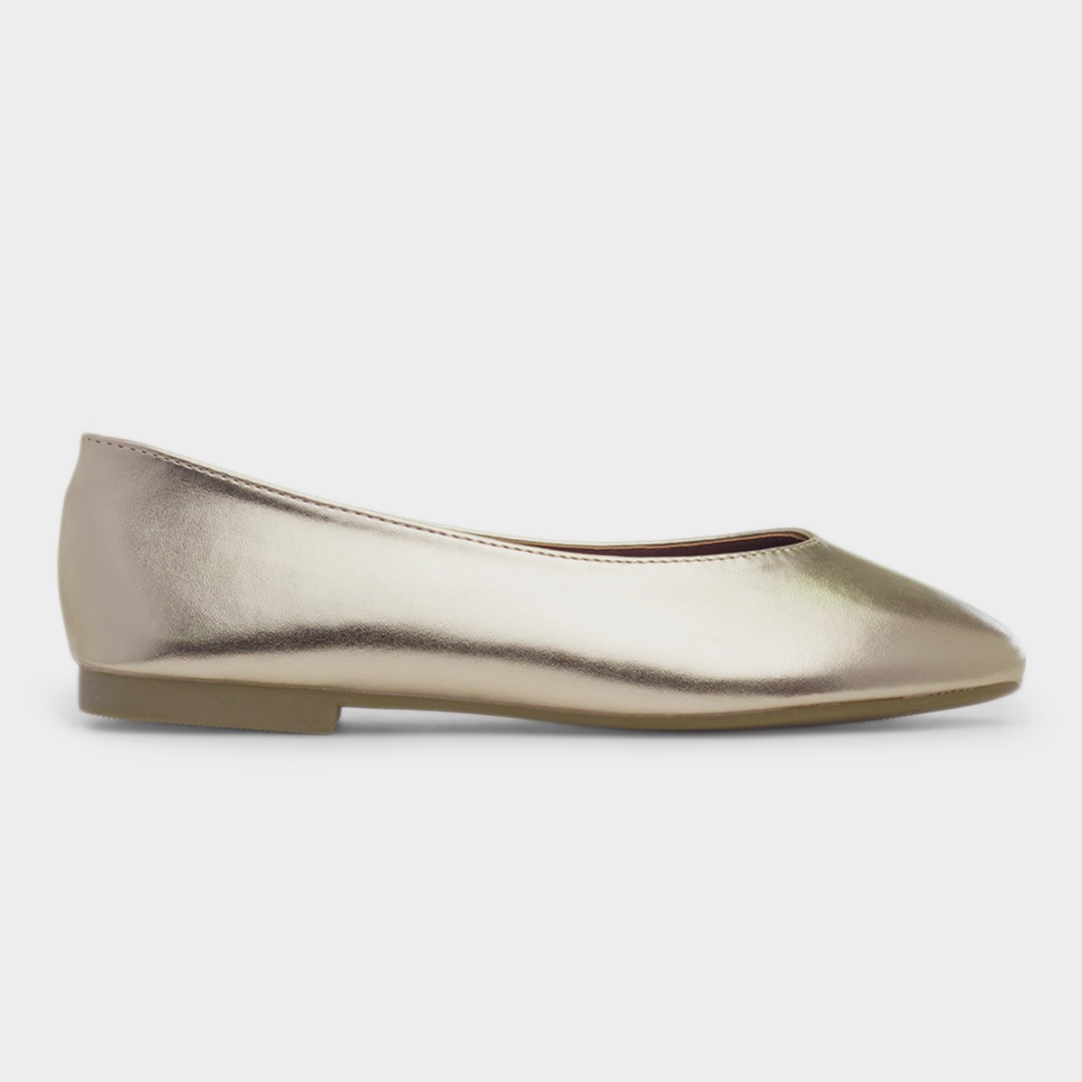 Nicki Womens Gold Round Toe Ballerina Shoe