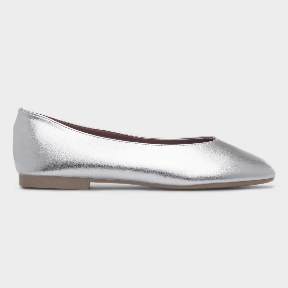 Nicki Womens Silver Round Toe Ballerina Shoe