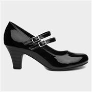 Lilley Womens Black Patent Double Strap Court Shoe (Click For Details)