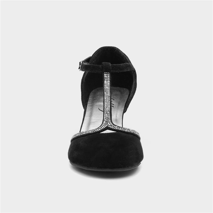 Womens Black T-Bar Court Shoe