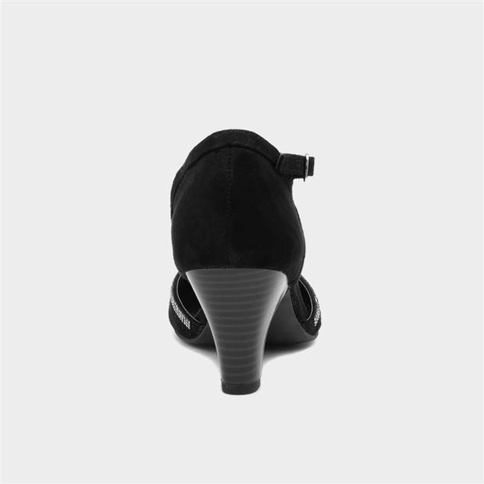 Womens Black T-Bar Court Shoe