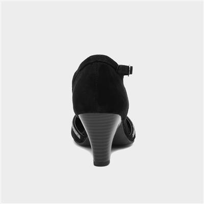 Vivien Womens Black T-Bar Court Shoe