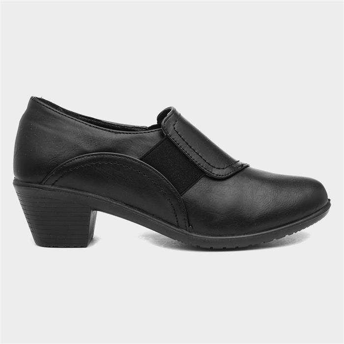 Louise Womens Black Slip On Heel Shoe