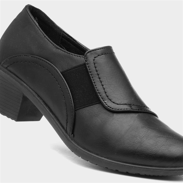 Louise Womens Black Slip On Heel Shoe