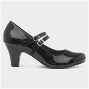 Lilley Womens Black Patent Double Strap Court Shoe (Click For Details)