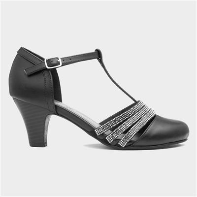 Veda Womens Black Diamante Heel