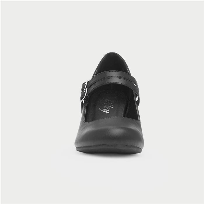 Womens Black Double Strap Court Shoe