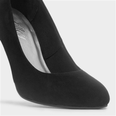 Womens Black High Heeled Court Shoe