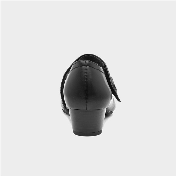 Womens Black Easy Fasten Wide Fit Shoe