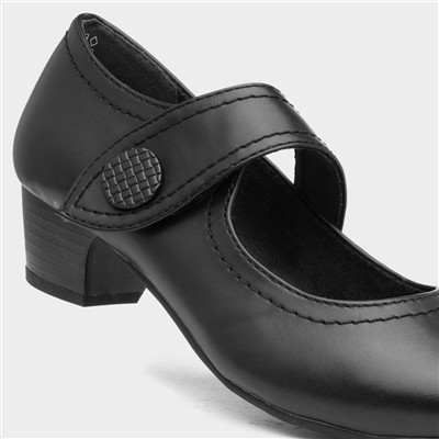 Womens Black Easy Fasten Wide Fit Shoe