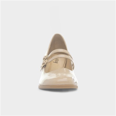 Womens Nude Buckle Heeled Court Shoe